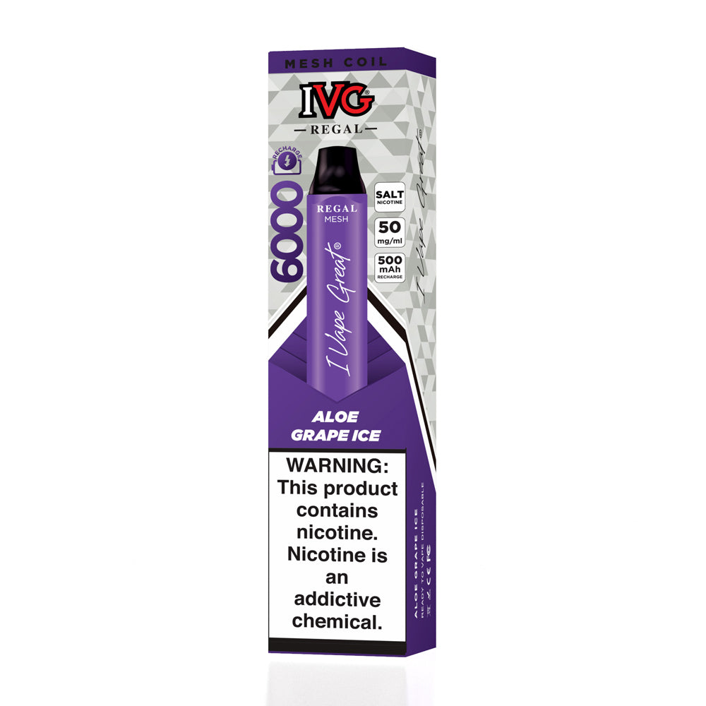 IVG Regal Disposable Vape – ALOE GRAPE ICE (20, 50mg) (6000 Puffs)