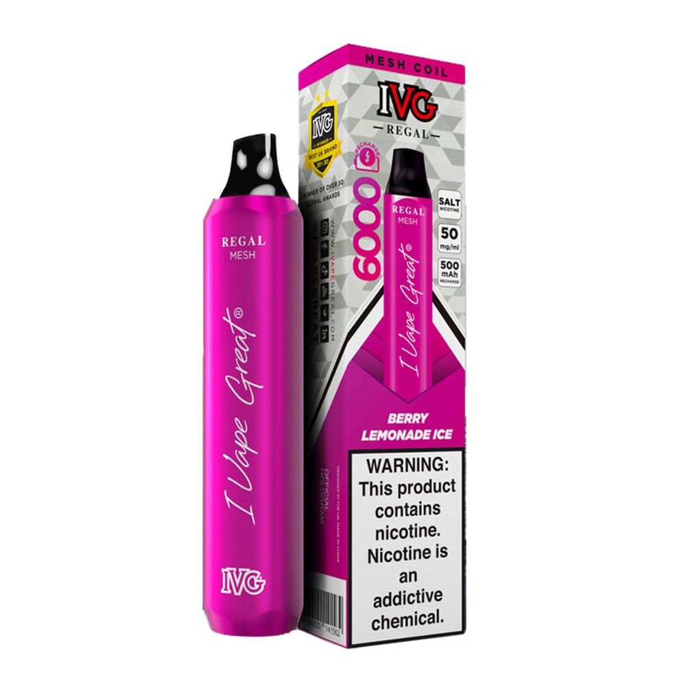 IVG Regal Disposable Vape – BERRY LERMONADE ICE (20, 50mg) (6000 Puffs)