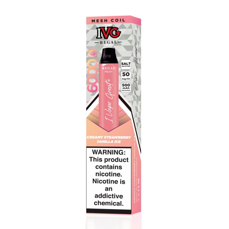 IVG Regal Disposable Vape – Creamy Strawberry Vanilla Ice 20 & 50mg (6000 Puffs)
