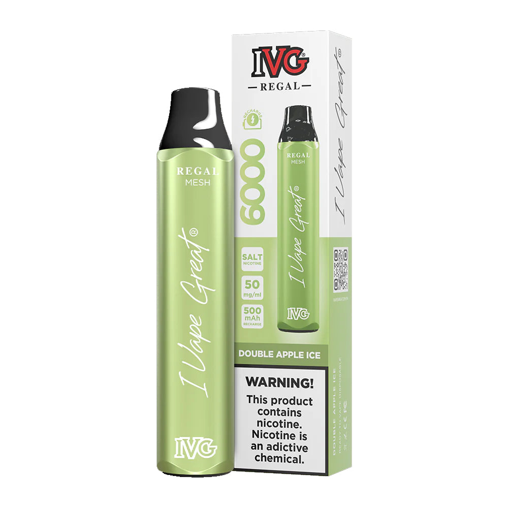 IVG Regal Disposable Vape – DOUBLE APPLE ICE (20, 50mg) (6000 Puffs)
