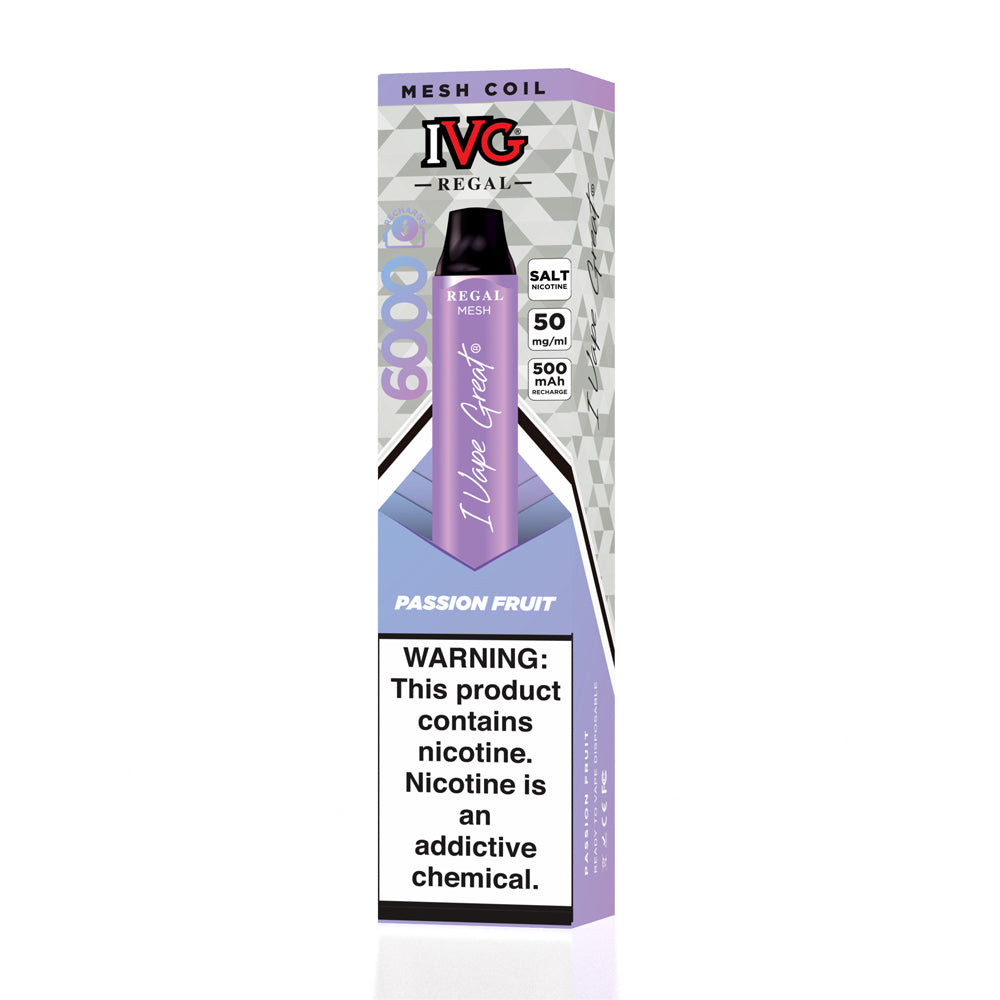 IVG Regal Disposable Vape – PASSION FRUIT ICE (20, 50mg) (6000 Puffs)
