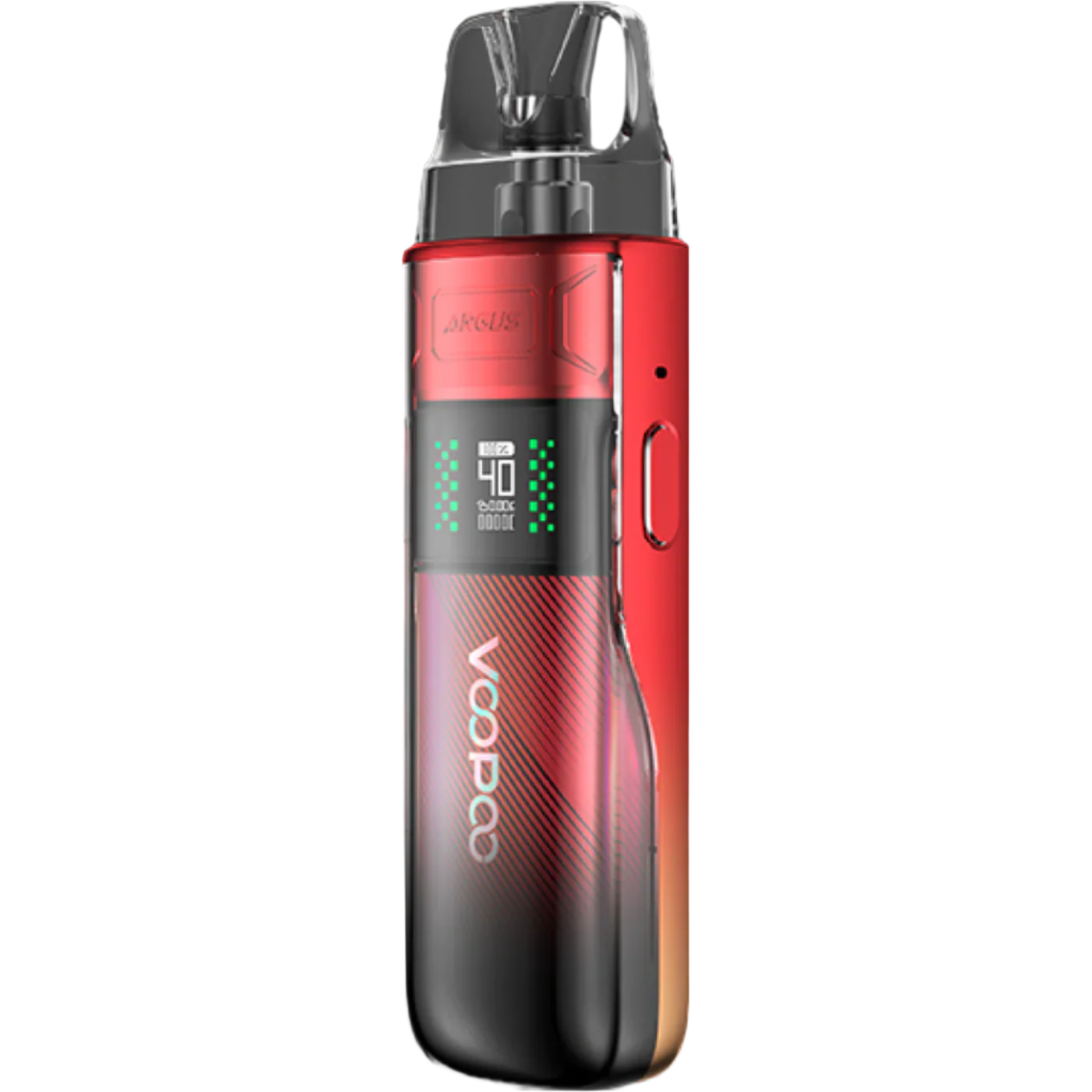 Red and black VooPoo device on a white background